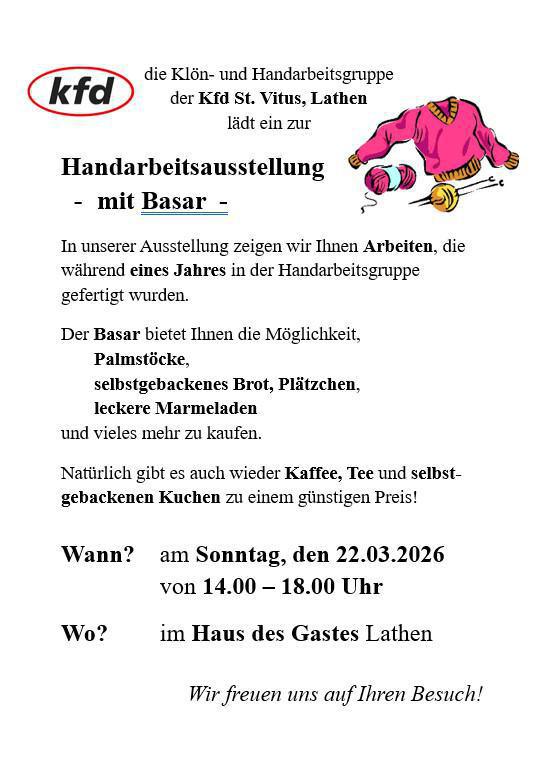 Handarbeitsausstellung mit Basar 