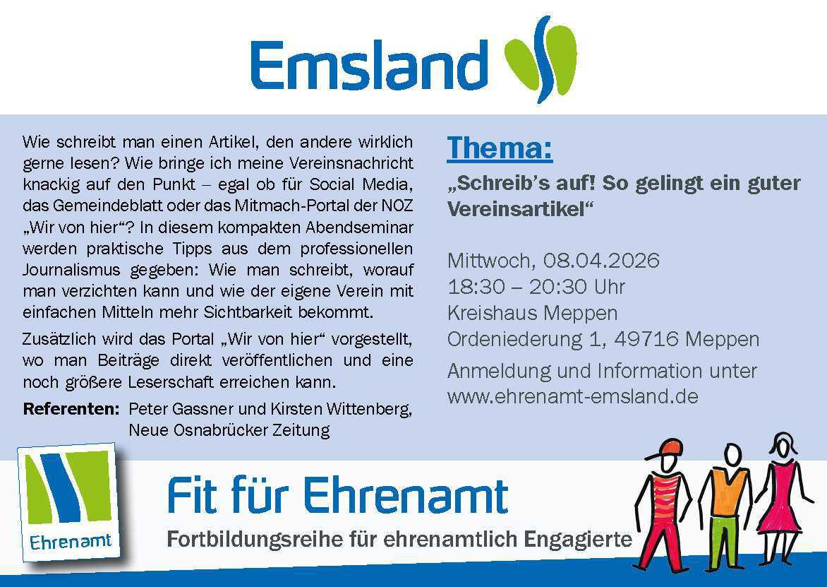 Gutes Ehrenamt braucht gute Vorbereitung - Schreib`s auf! So gelingt ein guter Vereinsartikel