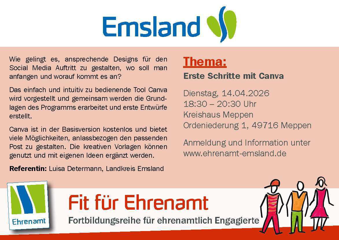 Gutes Ehrenamt braucht gute Vorbereitung - Erste Schritte mit Canva - Ausgebucht (Warteliste) Gutes Ehrenamt braucht gute Vorbereitung - Erste Schritte mit Canva - Ausgebucht (Warteliste)