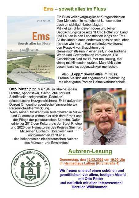 "Ems - soweit alles im Fluss" - interessanter und lustiger Abend bei freiem Eintritt im Heimathaus Lathen 