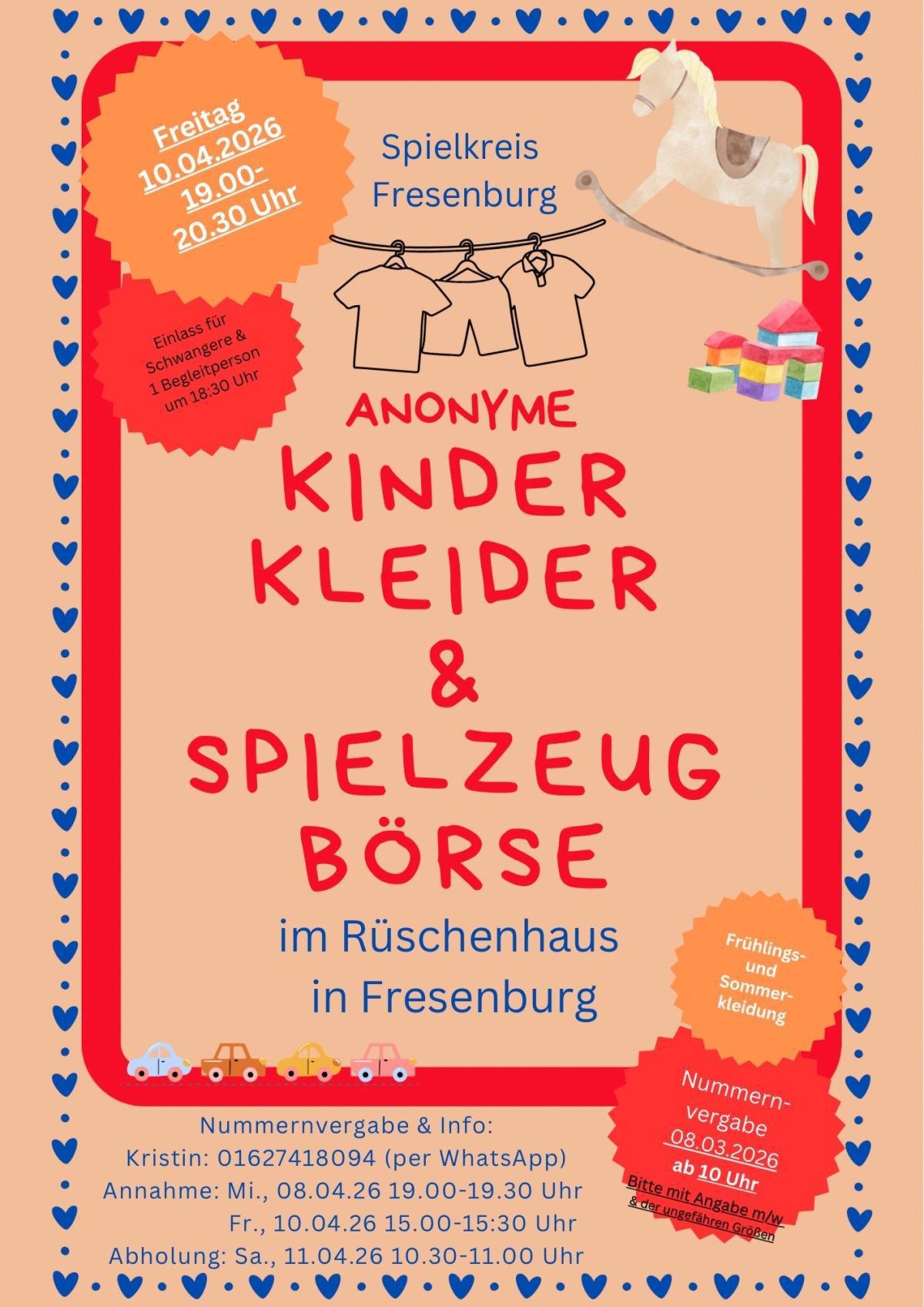 Anonyme Kinderkleider & Spielzeug Börse im Rüschenhaus in Fresenburg 