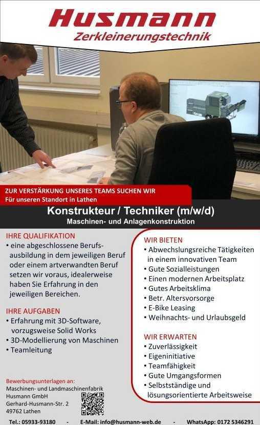 Konstrukteur/Techniker (m/w/d)