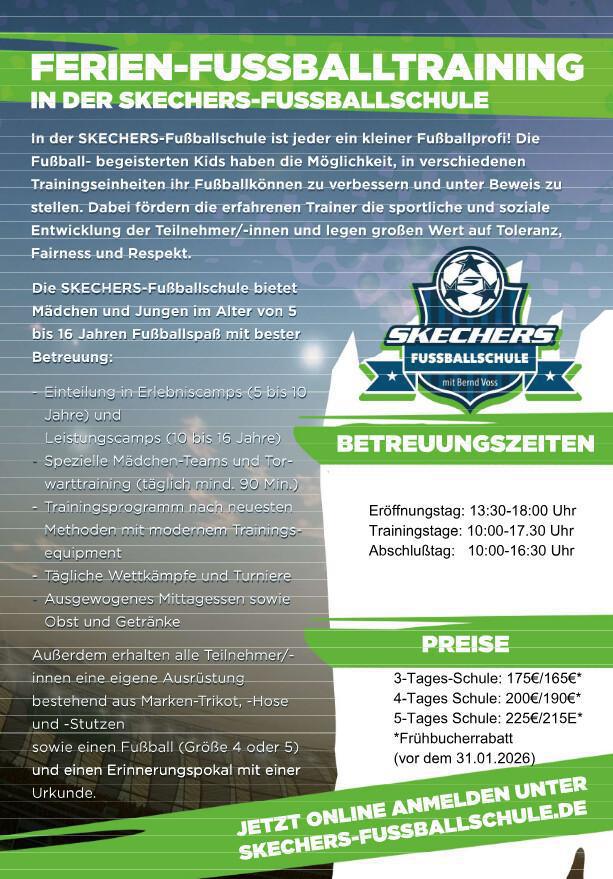 Die SKECHERS-Fußballschule kommt zum SV Raspo Lathen Die SKECHERS-Fußballschule kommt zum SV Raspo Lathen