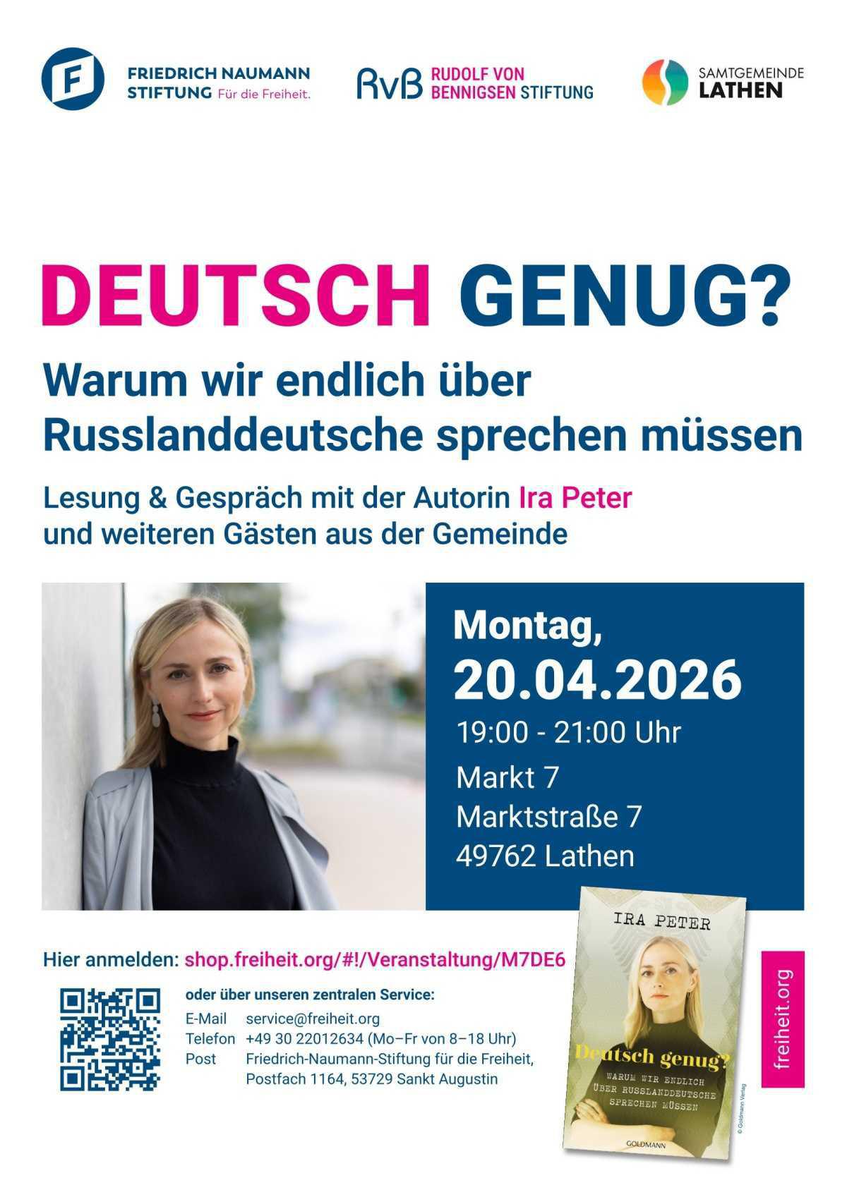 Lesung und Gespräch: DEUTSCH GENUG? Warum wir endlich über Russlanddeutsche sprechen müssen Lesung und Gespräch: DEUTSCH GENUG? Warum wir endlich über Russlanddeutsche sprechen müssen