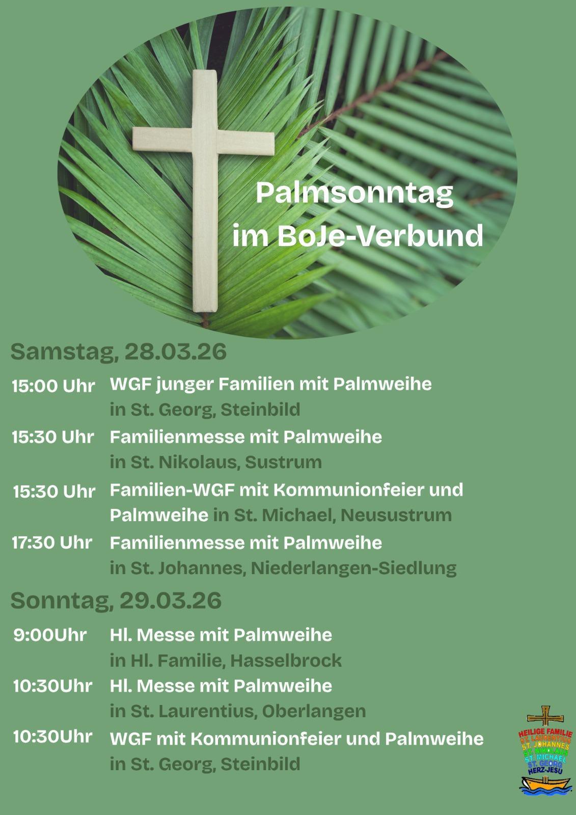 Palmsonntag im BoJe-Verbund am 28.03. und 29.03.2026 