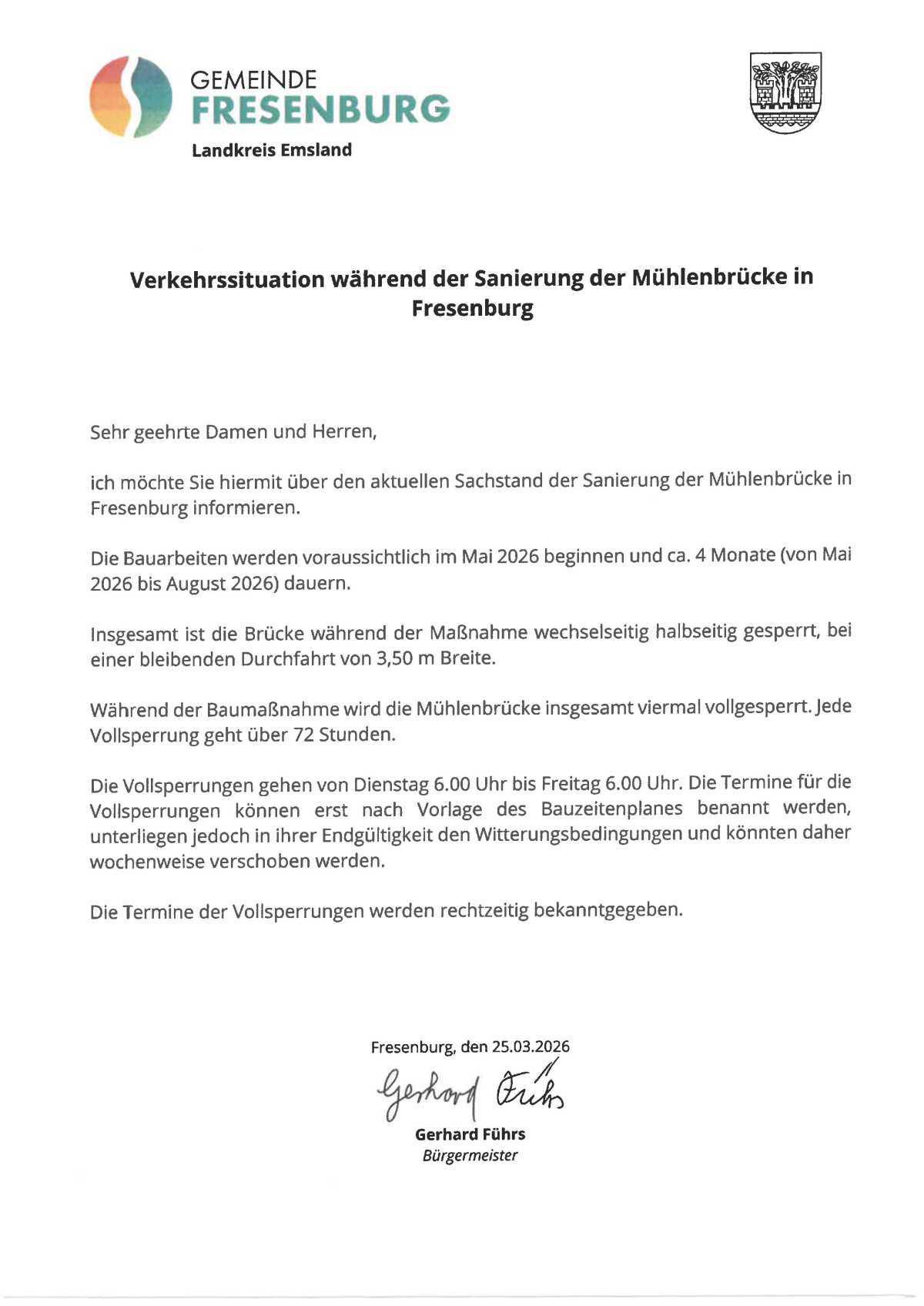 Sanierung der Mühlenbrücke in Fresenburg