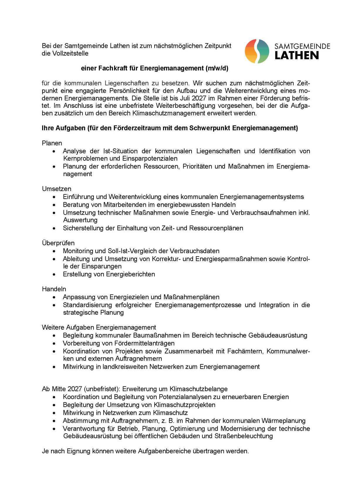 Fachkraft für Energiemanagement (m/w/d) gesucht!