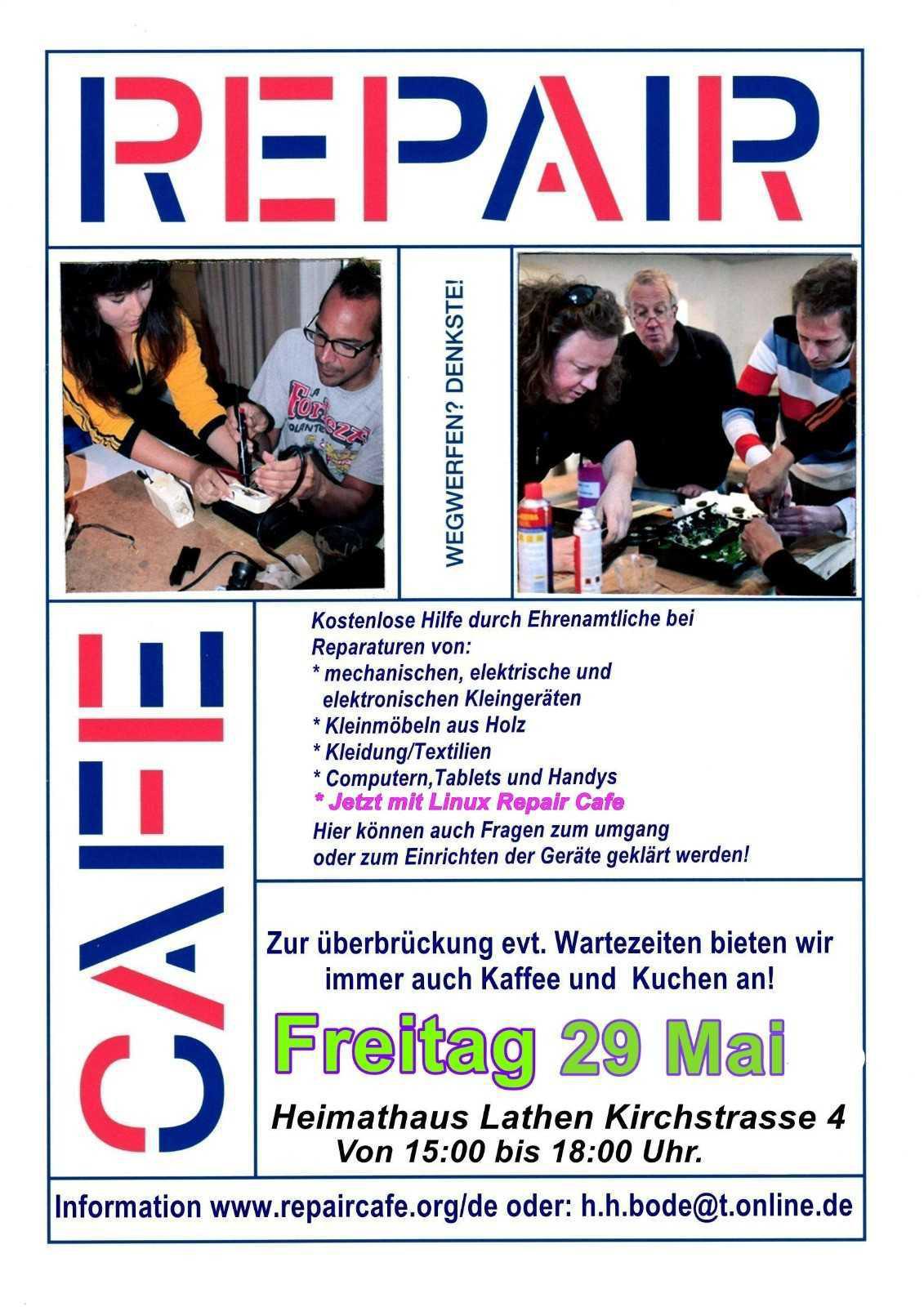 Repaircafe öffnet am 29.05.2026!!! Wegwerfen? Denkste! 