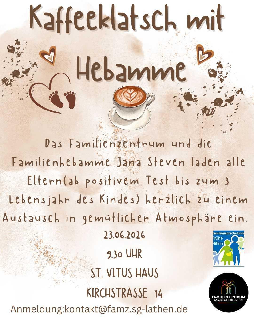 Kaffeeklatsch mit Hebamme im Familienzentrum Lathen Kaffeeklatsch mit Hebamme im Familienzentrum Lathen