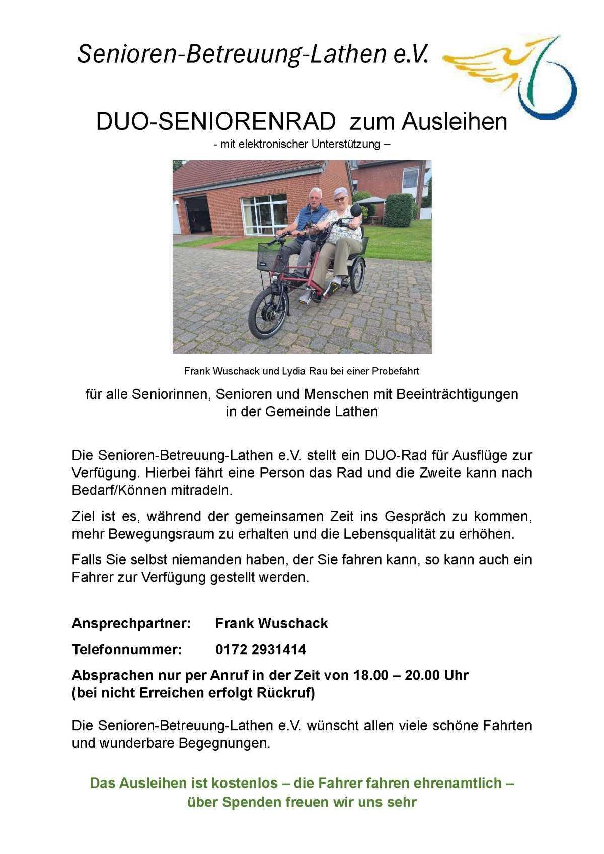 Neues DUO-Fahrrad stärkt Mobilität und Lebensfreude in Lathen