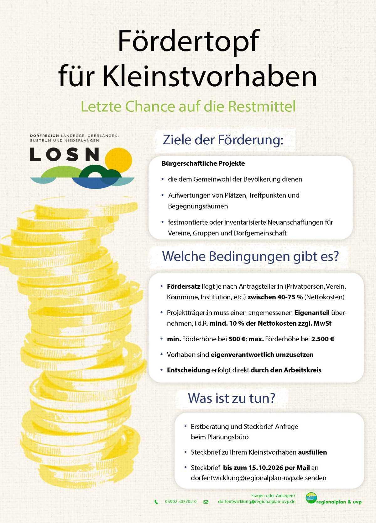 Fördertopf für Kleinstvorhaben – Letzte Chance auf die Restmittel