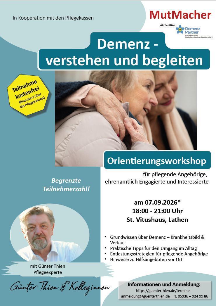 Orientierungsworkshop "Menschen mit Demenz verstehen und begleiten" Orientierungsworkshop "Menschen mit Demenz verstehen und begleiten"