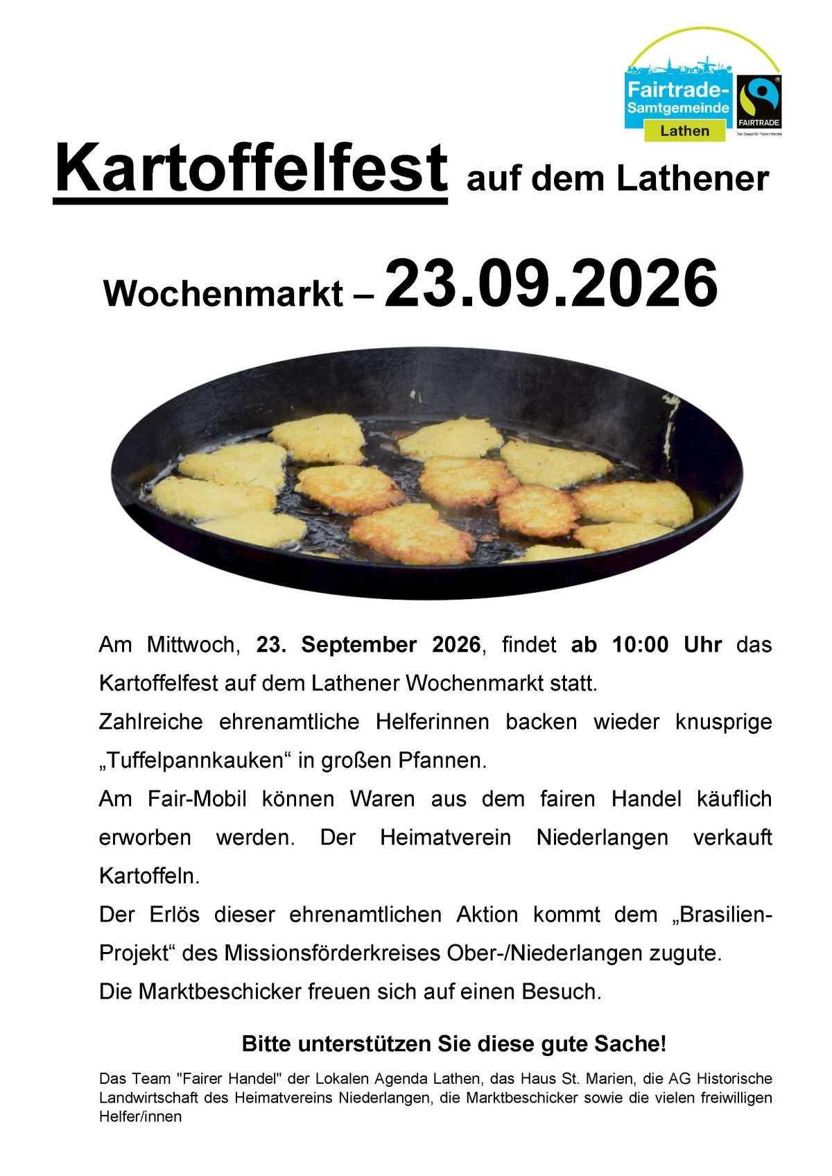 Kartoffelfest auf dem Lathener Wochenmarkt Kartoffelfest auf dem Lathener Wochenmarkt