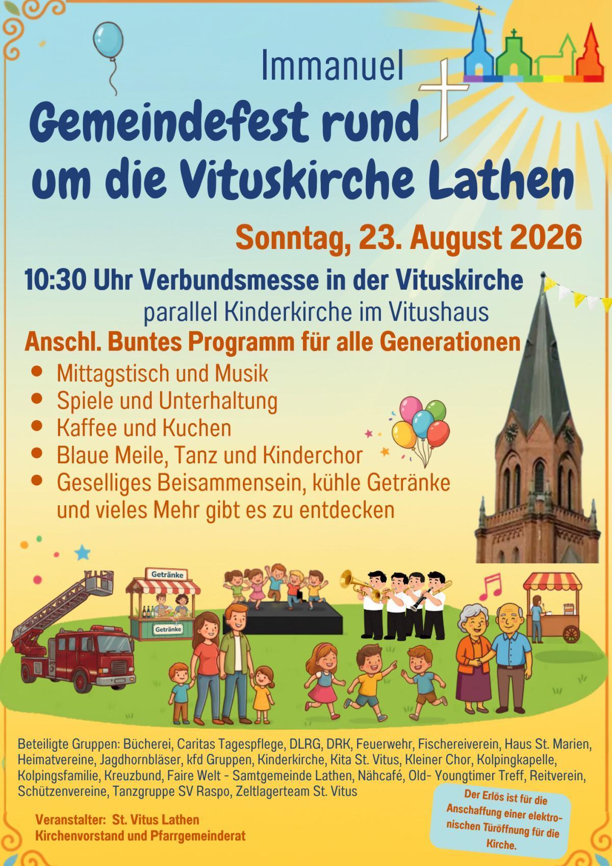Gemeindefest rund um die Vituskirche Lathen am 23.08.2026 Gemeindefest rund um die Vituskirche Lathen am 23.08.2026