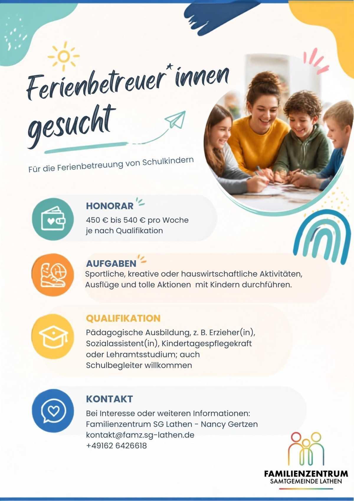 Die Ferien mitgestalten: Betreuungskräfte gesucht! Die Ferien mitgestalten: Betreuungskräfte gesucht!