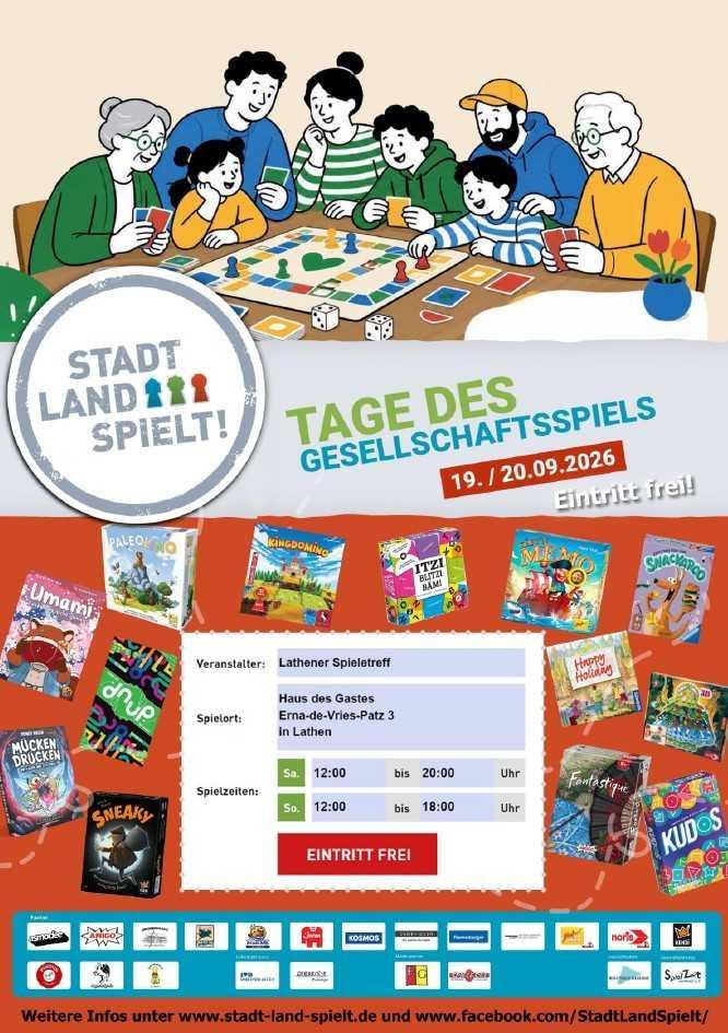 Stadt Land Spielt! Tage des Gesellschaftsspiels am 19. / 20.09.2026 - Eintritt frei!