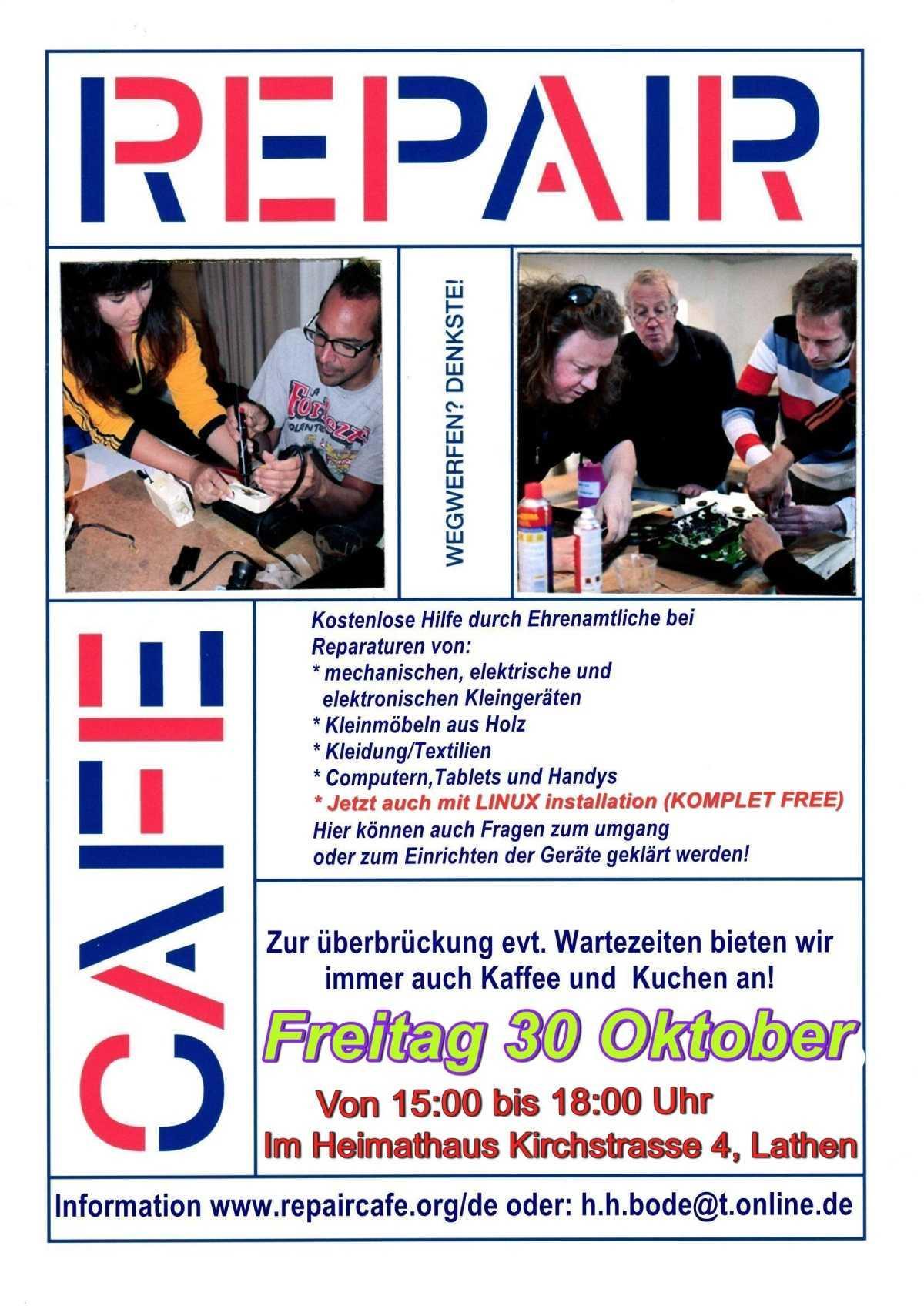 WEGWERFEN? DENKSTE! Repair Cafe geöffnet