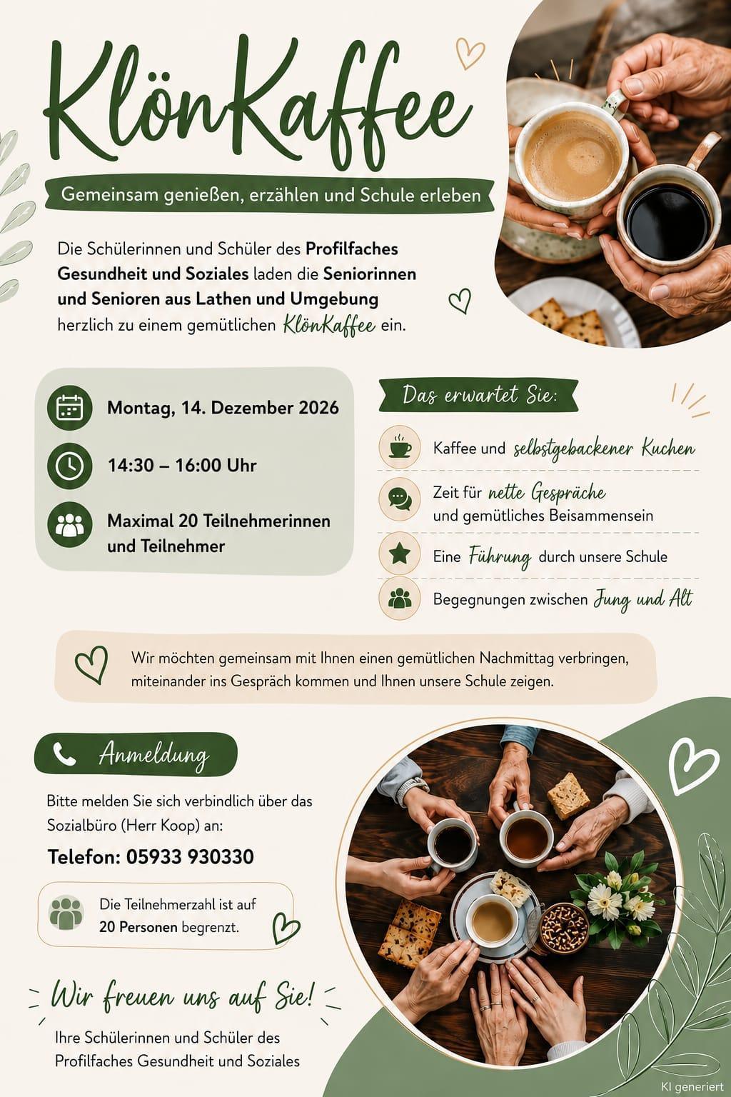 KlönKaffee am 14.12.2026 in der Erna-de-Vries-Schule Lathen 