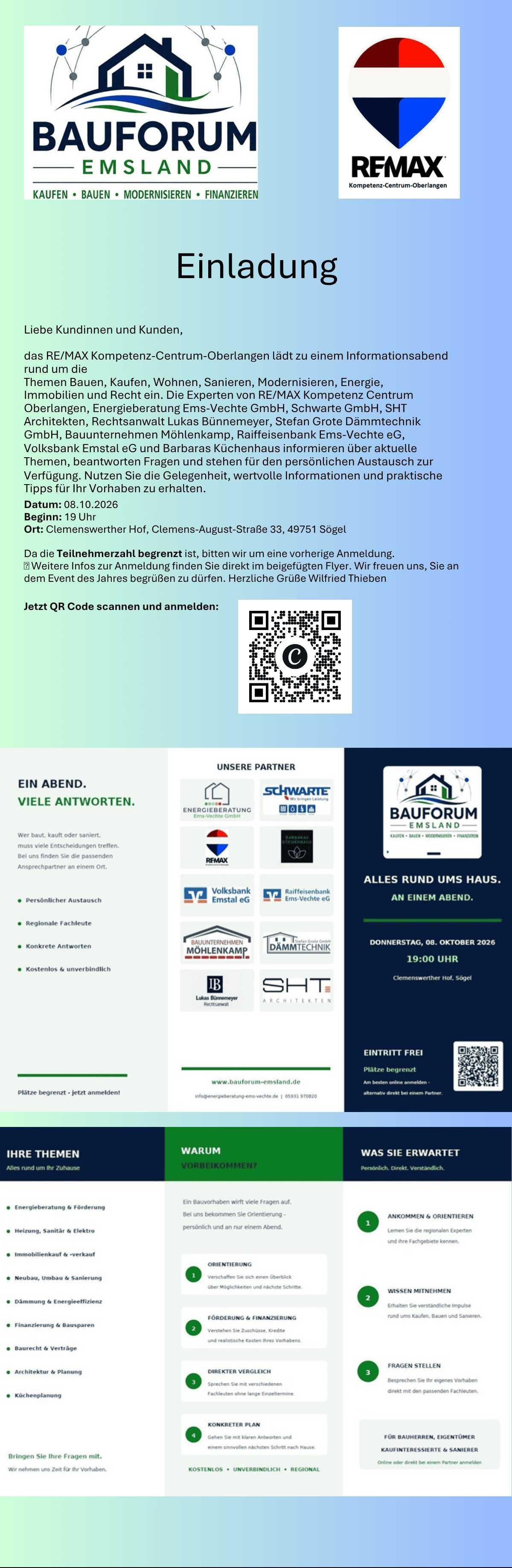 Herzliche Einladung zum Bauforum in Sögel am 08.10.2026 um 19 Uhr