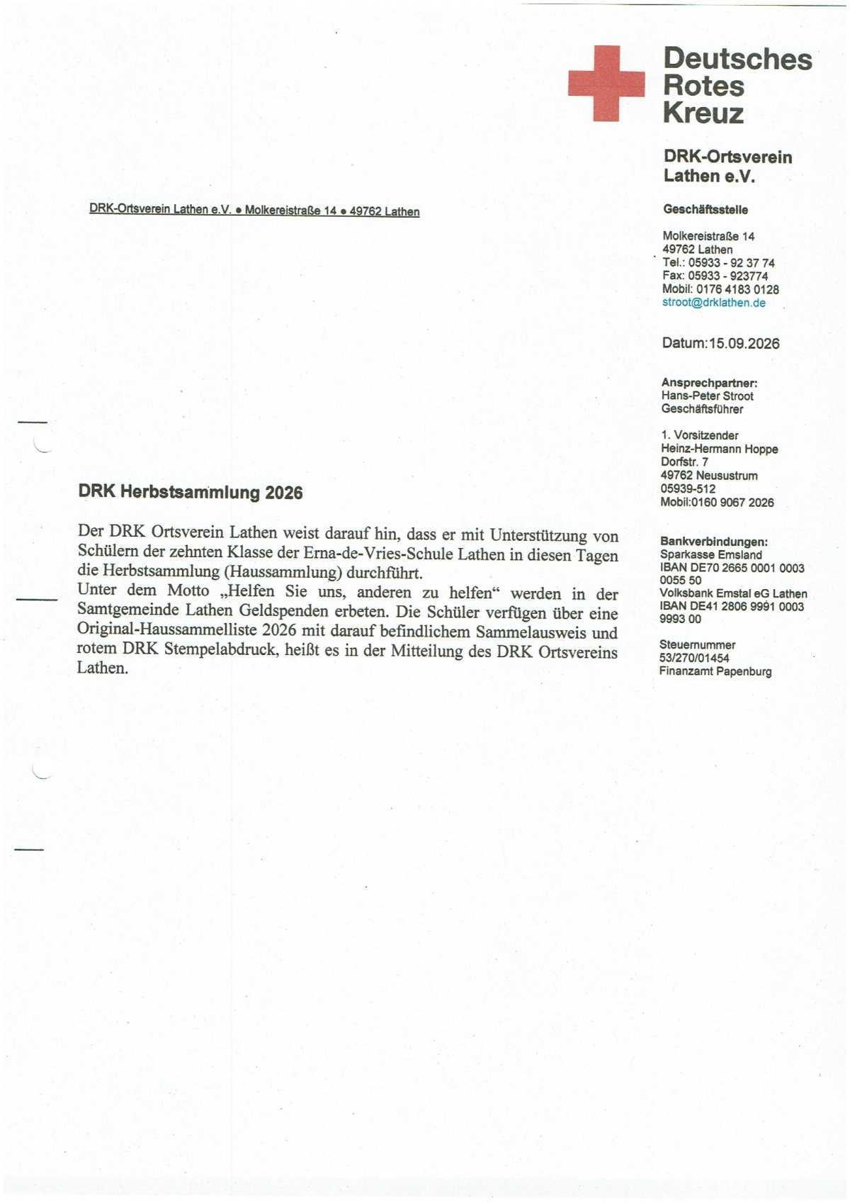DRK Herbstsammlung 2026
