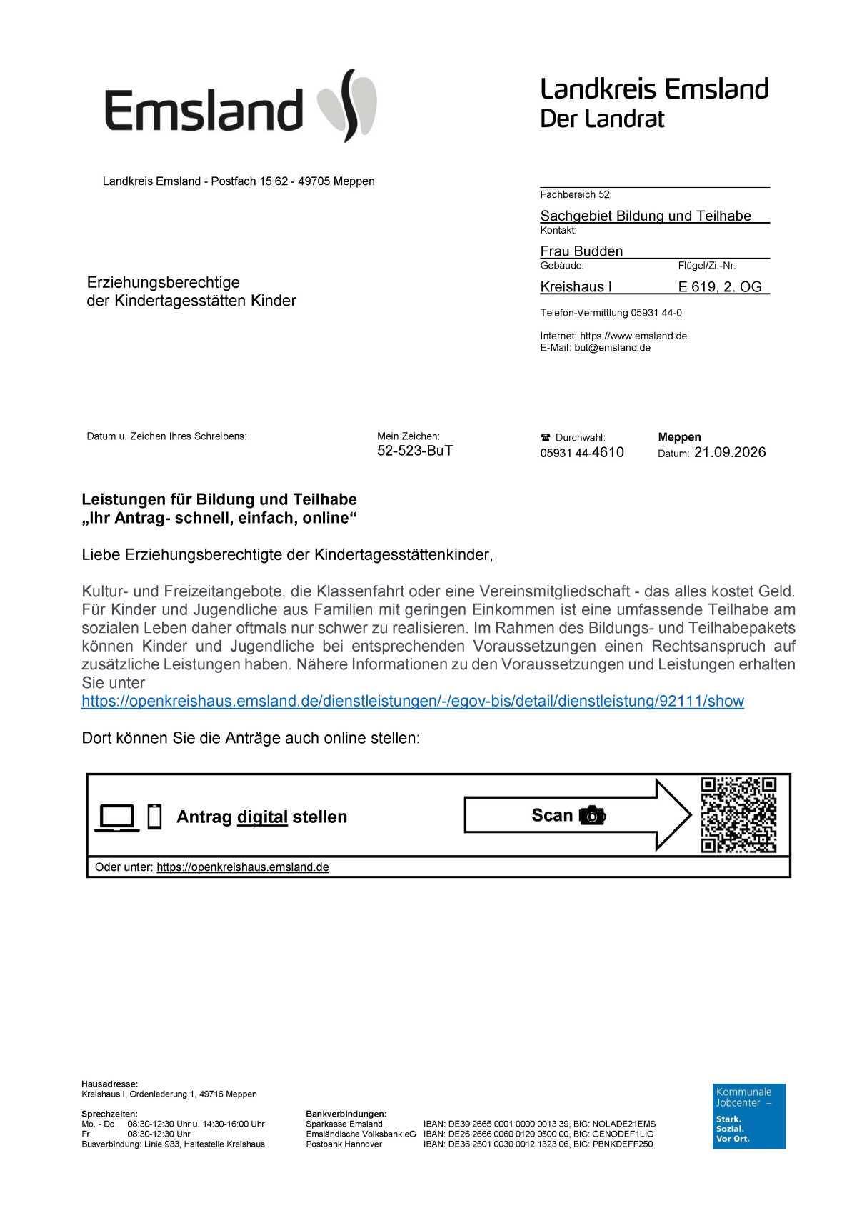 Online-Antragstellung für Bildung und Teilhabe nun möglich 