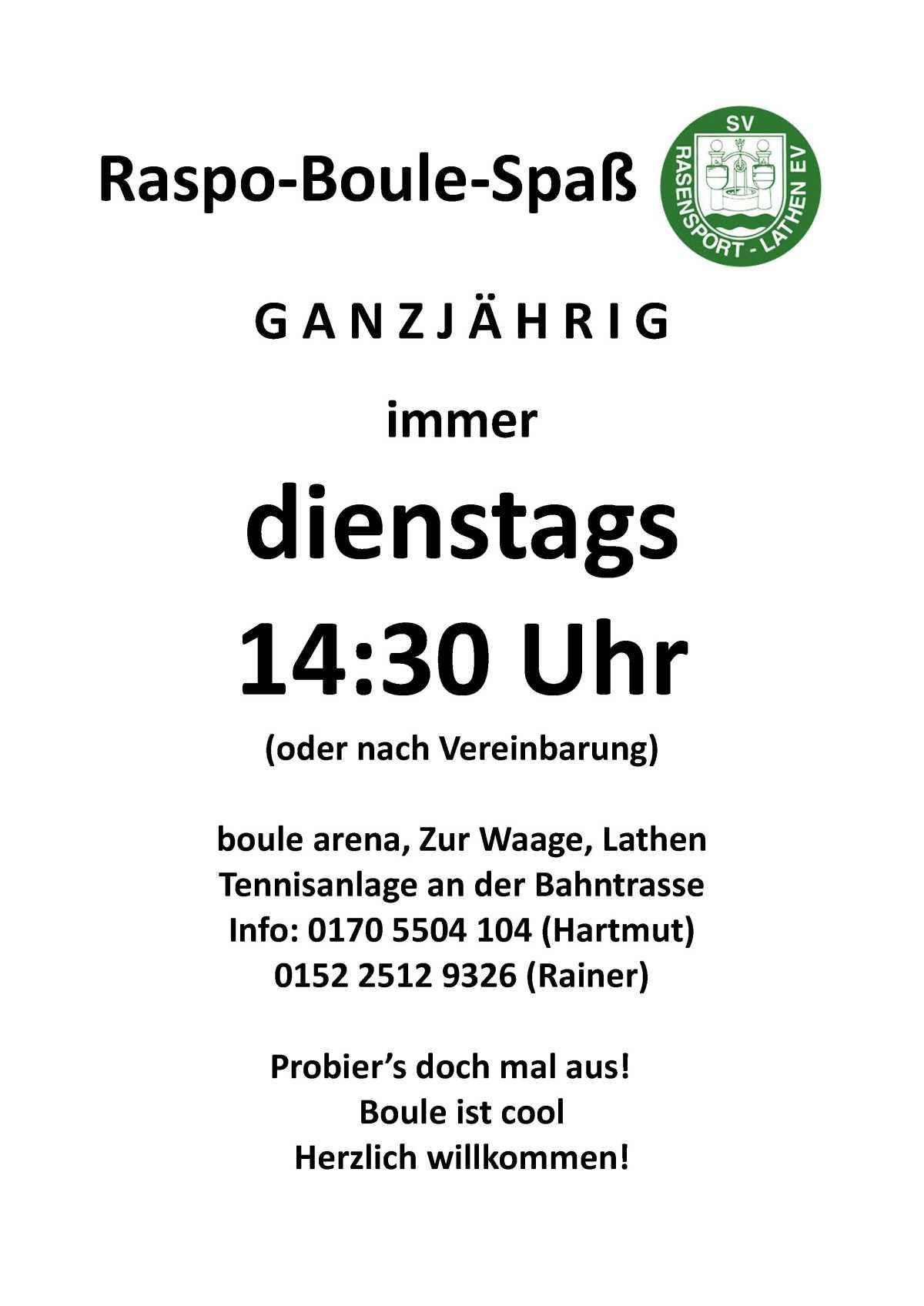 Raspo-Boule-Spaß immer dienstags um 14.30 Uhr