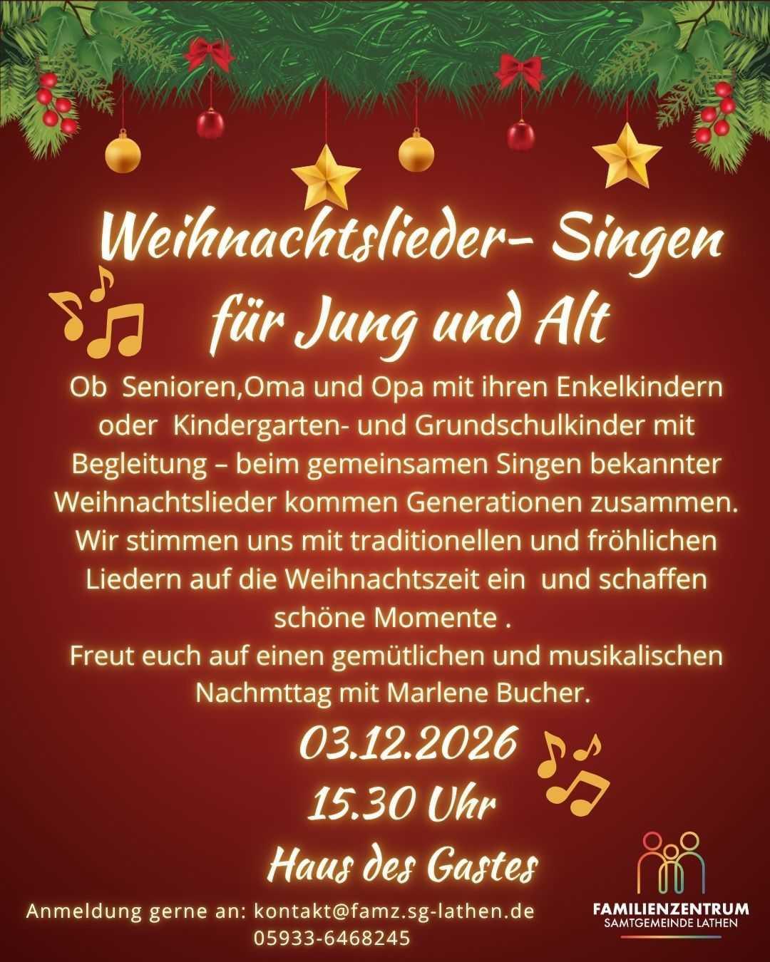 Weihnachtslieder-Singen für Jung und Alt