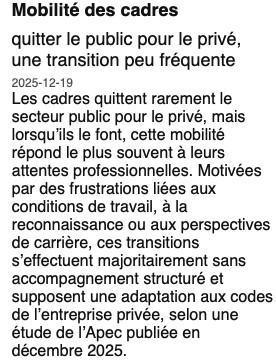 Mobilité des cadres Mobilité des cadres
