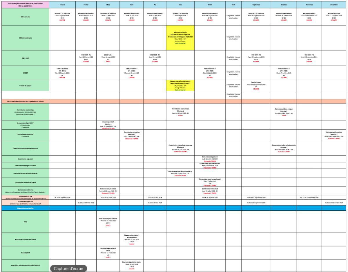 LE CALENDRIER SOCIAL 2026