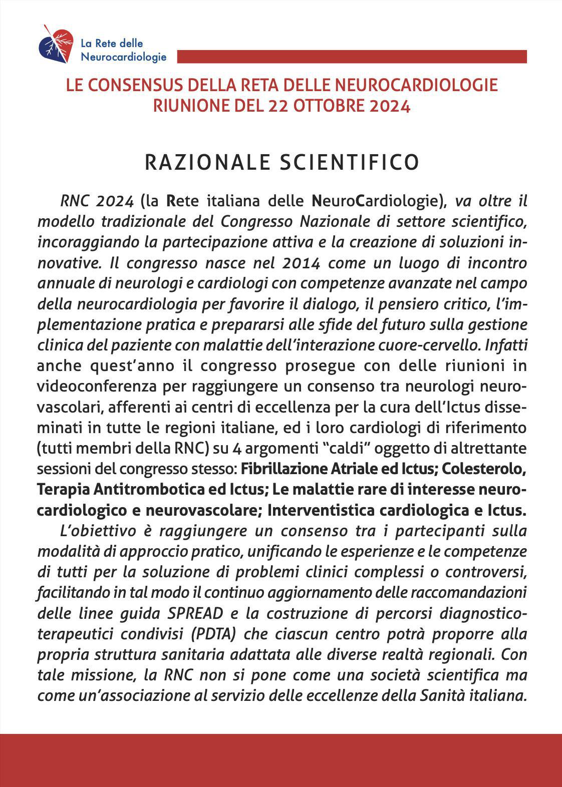 Le Consensus della Rete delle Neurocardiologie | Roma 22 Ottobre 2024