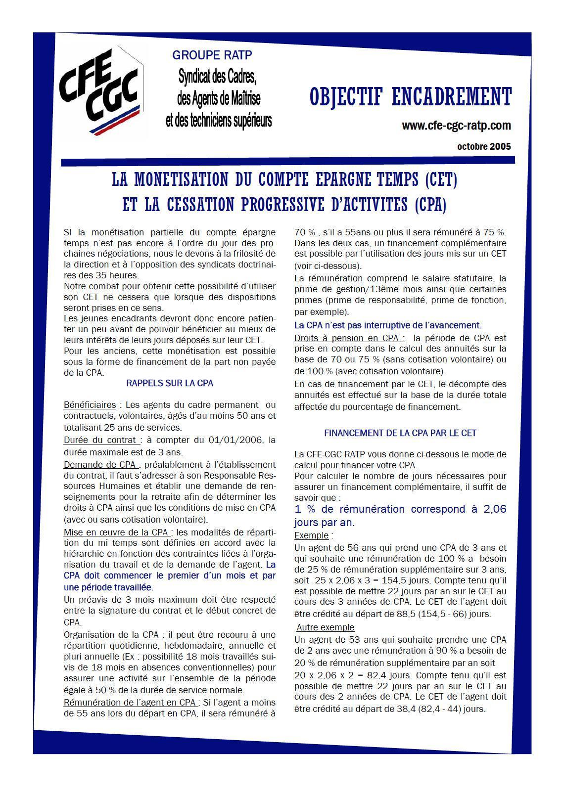Encadr'ACTU CPA CET mobilité