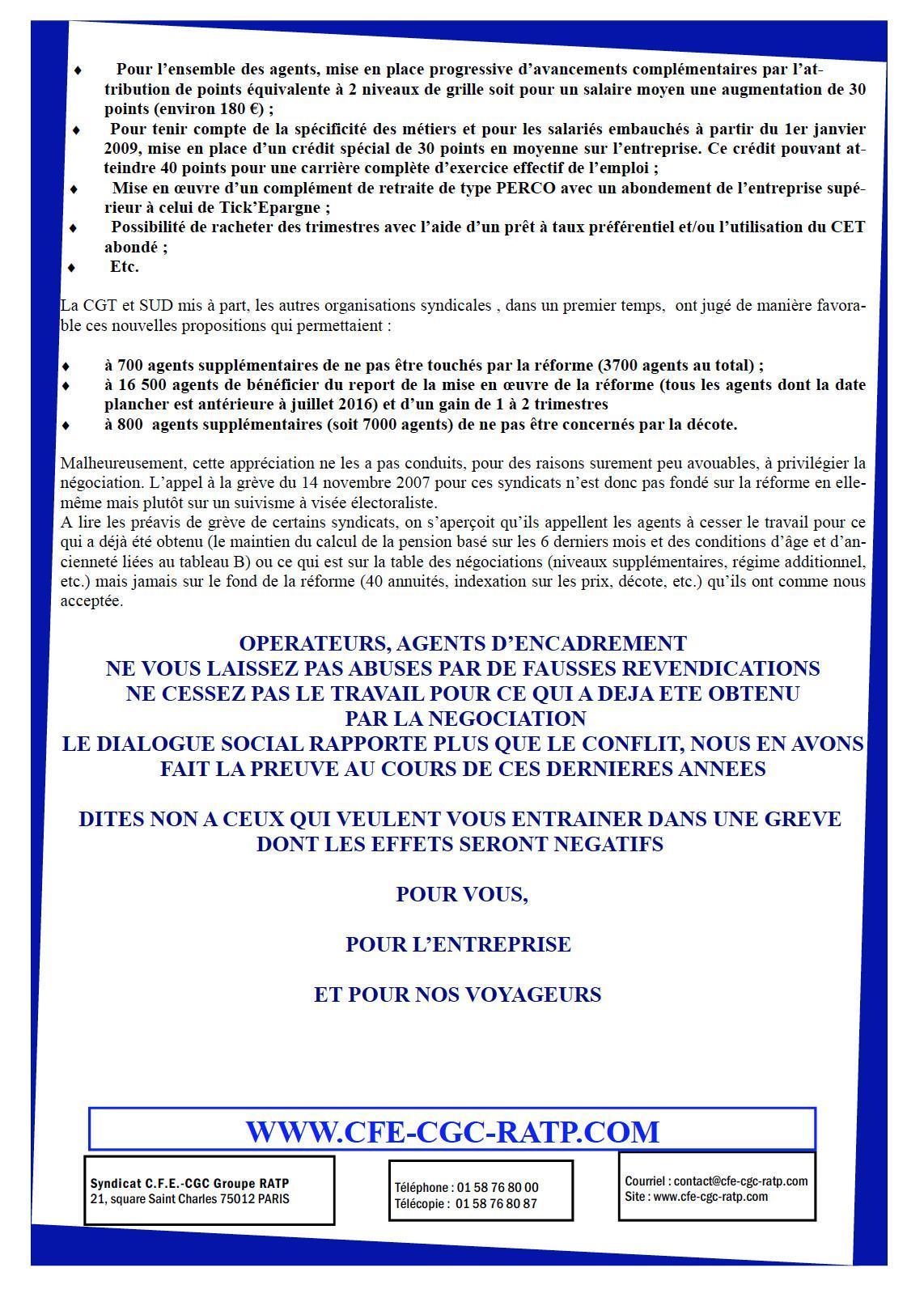 Encadr'ACTU réforme du régime spécial de retraites RATP