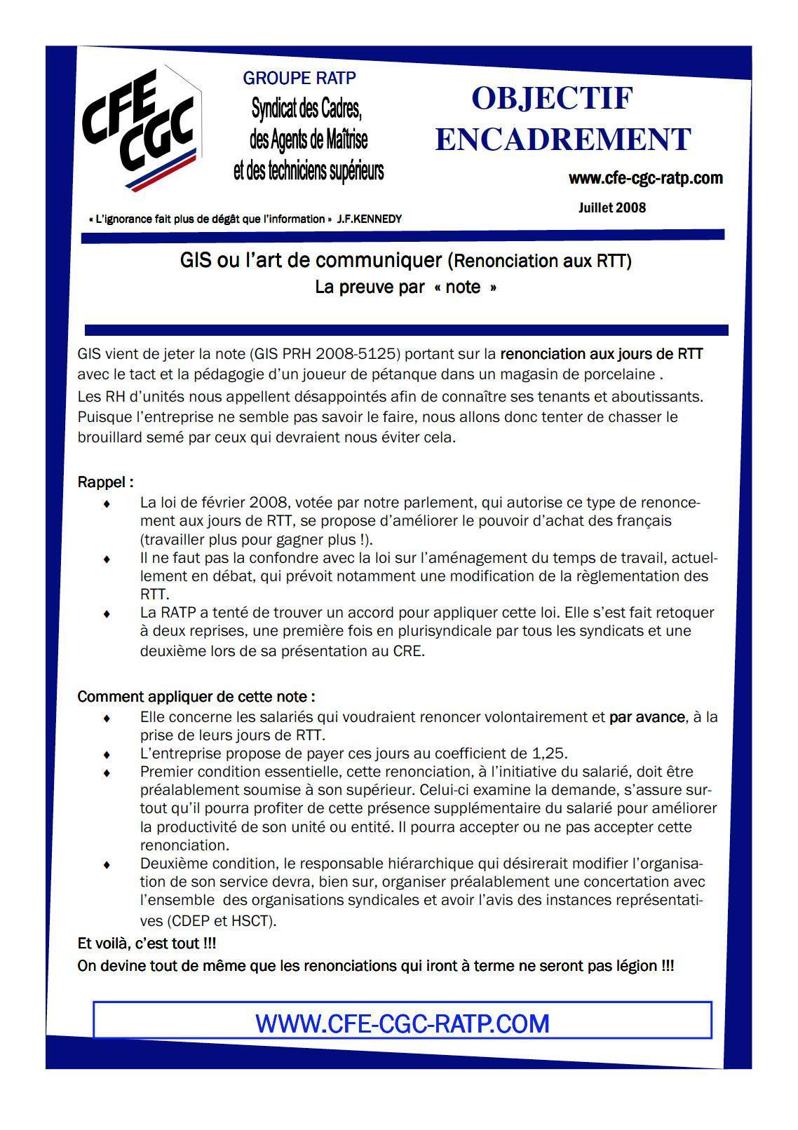 Encadr'ACTU renonciation RTT