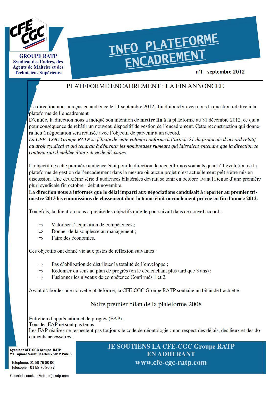 Info 1 plate-forme encadrement