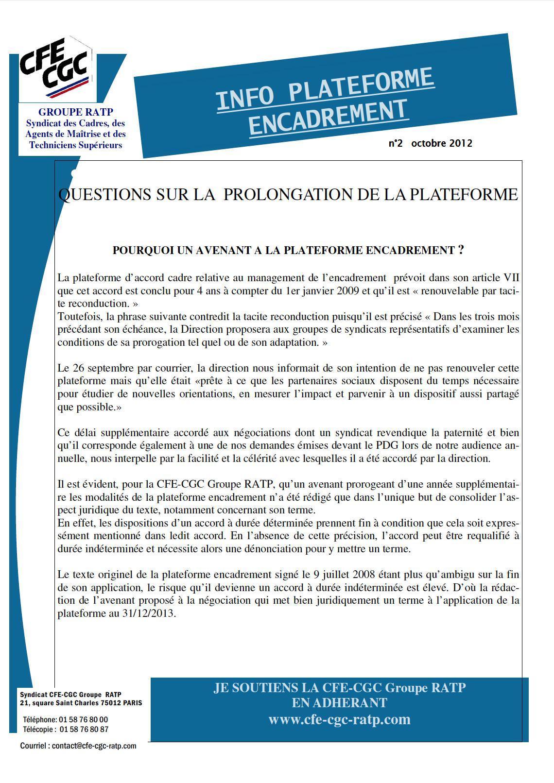 Info 2 plate-forme encadrement
