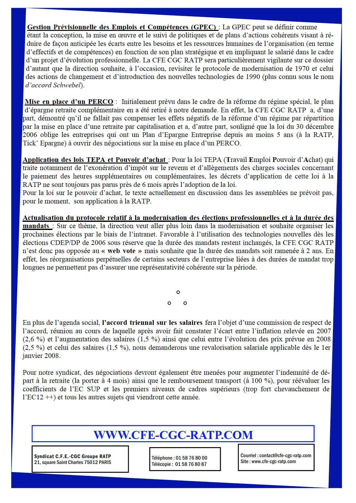 Encadr'ACTUA calendrier social 2008