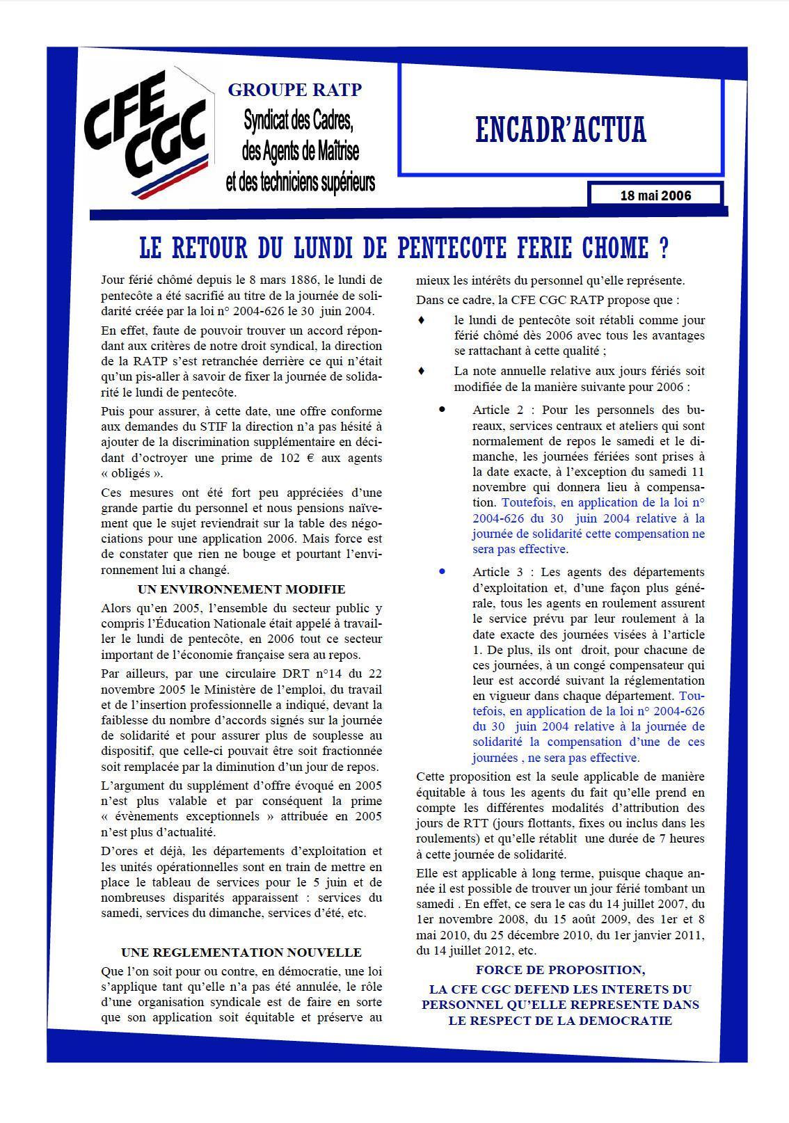 Encadr'ACTUA lundi de Pentecôte