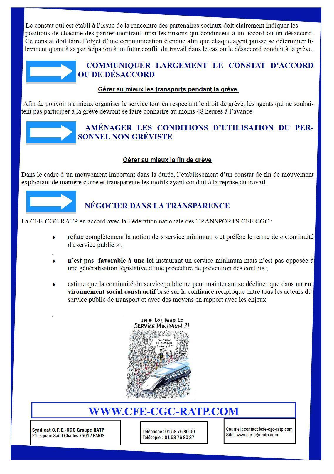 Encadr'ACTUA service minimum