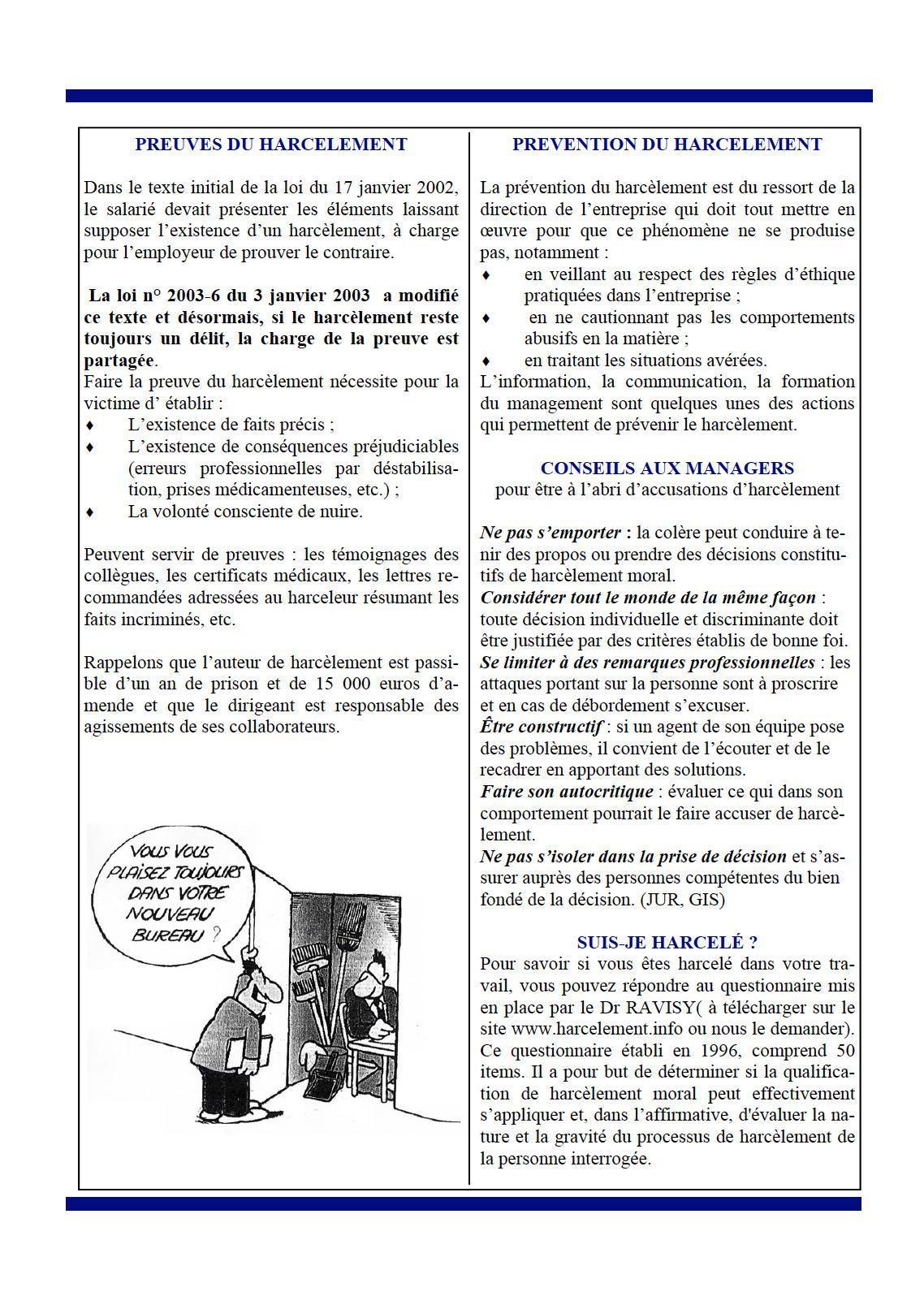 Encadr'ACTU harcèlement moral