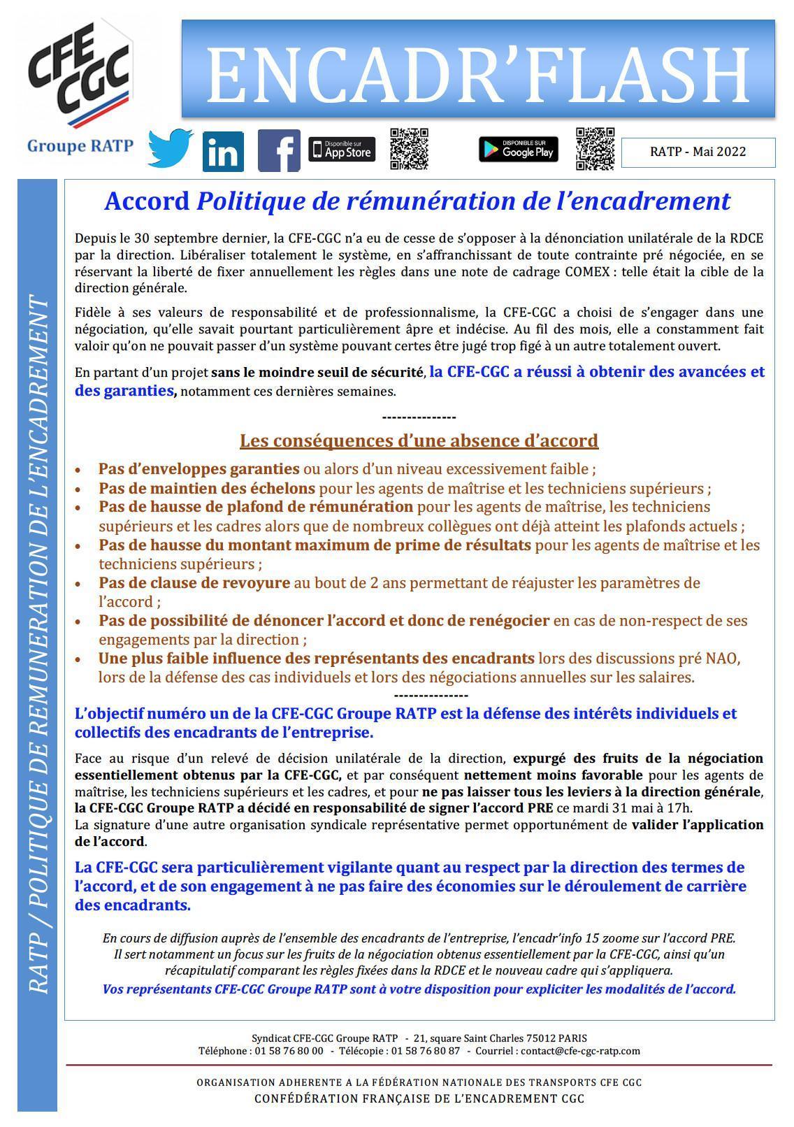 Encadr'FLASH Signature accord Politique de rémunération de l'encadrement