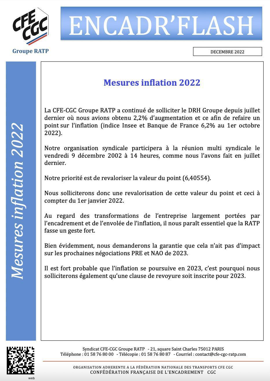 Encadr'FLASH Mesure inflation 2022