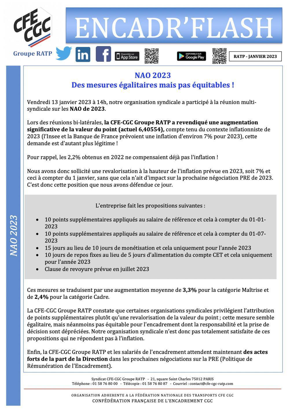 Encadr'FLASH NAO 2023 : des mesures égalitaires mais pas équitables