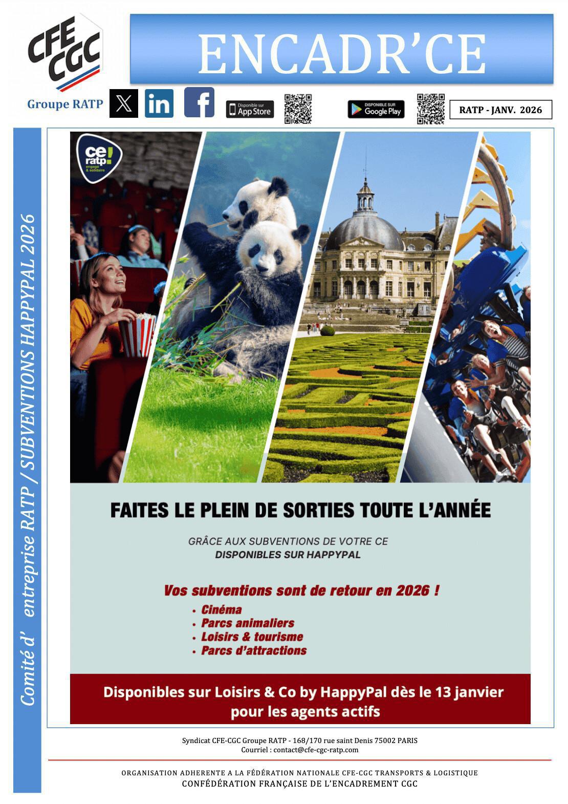 CE RATP - Subventions Happypal 2026