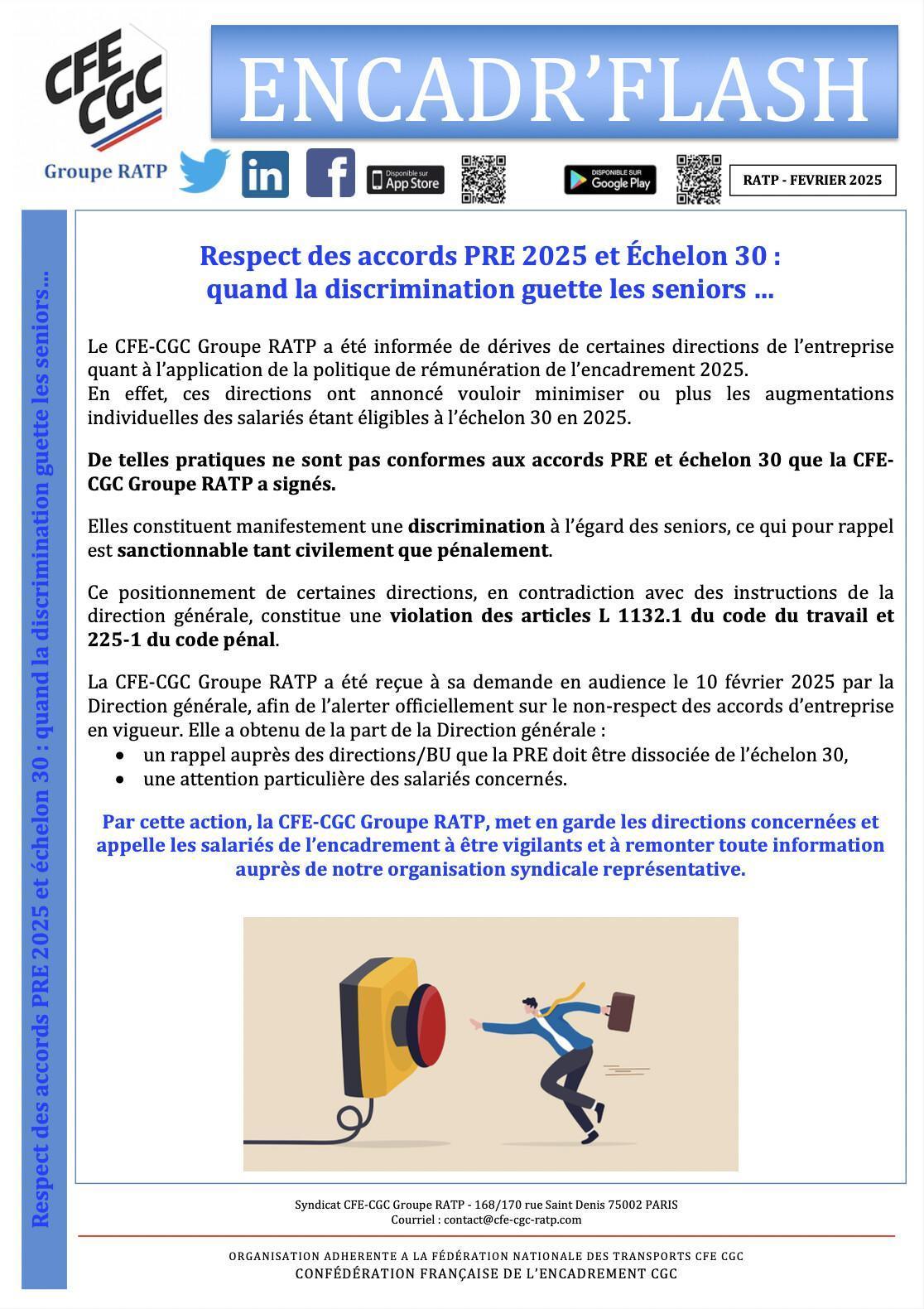 Respect des accords PRE 2025 et Echelon 30 : quand la discrimination guette les seniors