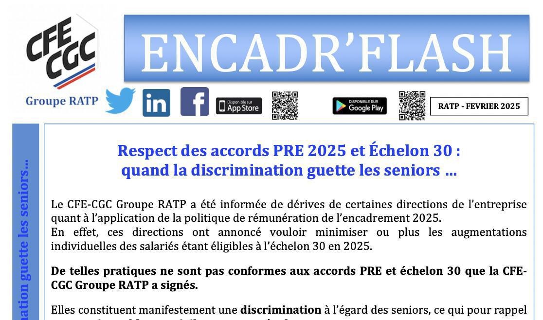 Respect des accords PRE 2025 et Échelon 30 : quand la discrimination guette les seniors
