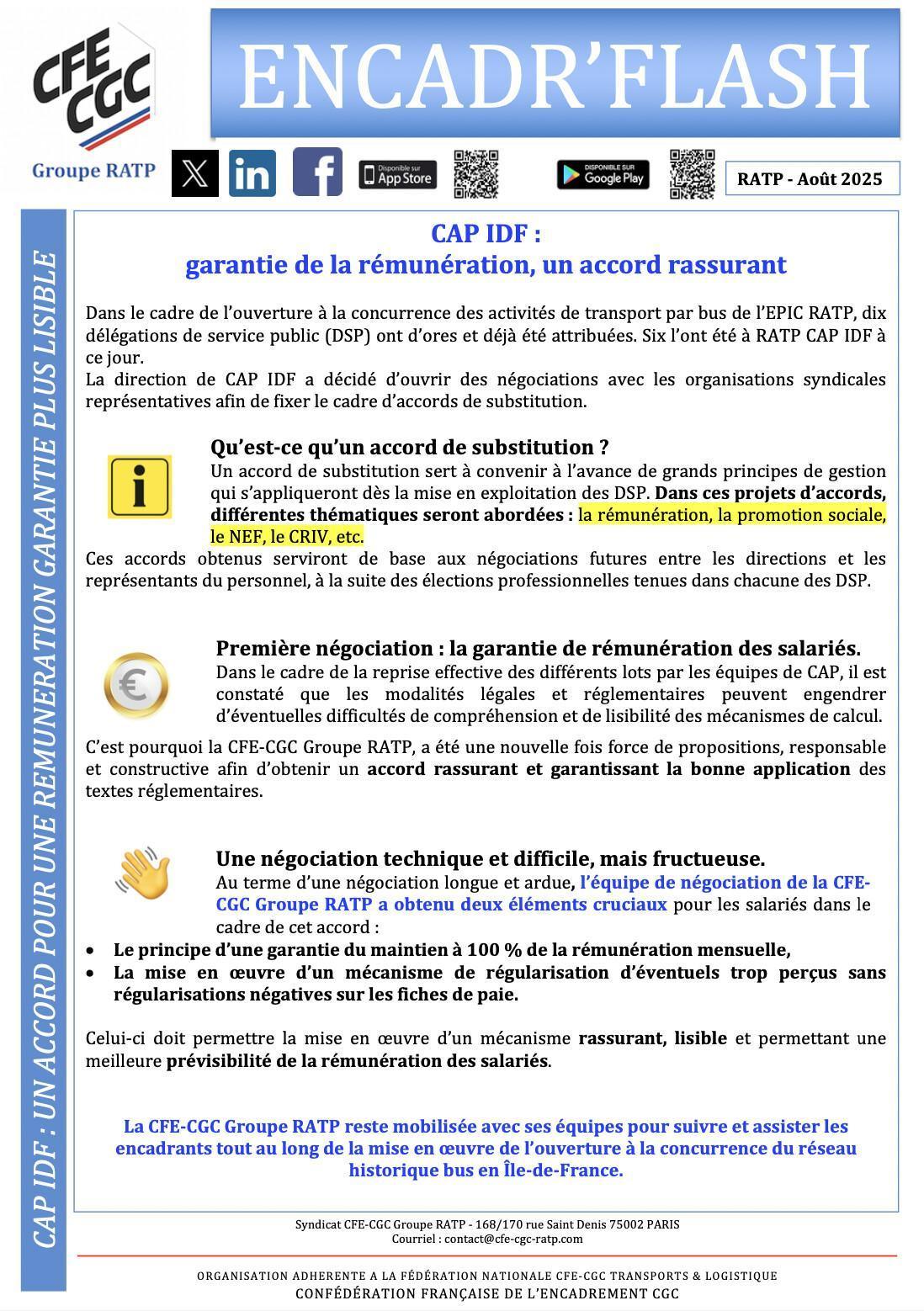 CAP IDF : un accord pour une rémunération garantie