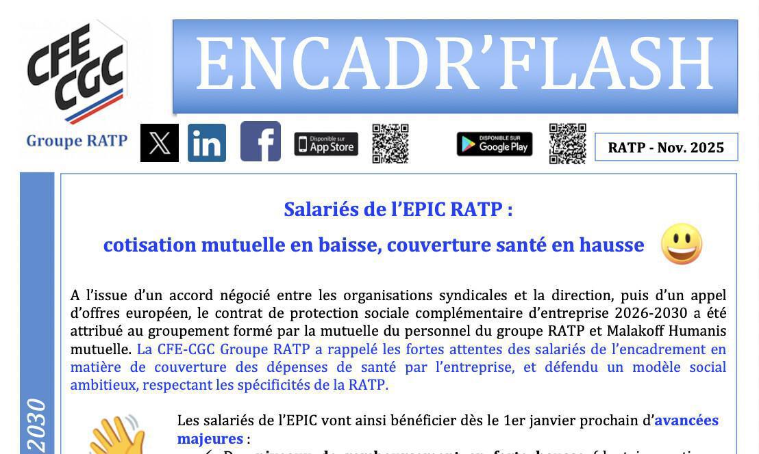 Salariés de l'EPIC RATP : cotisation mutuelle en baisse, couverture santé en hausse
