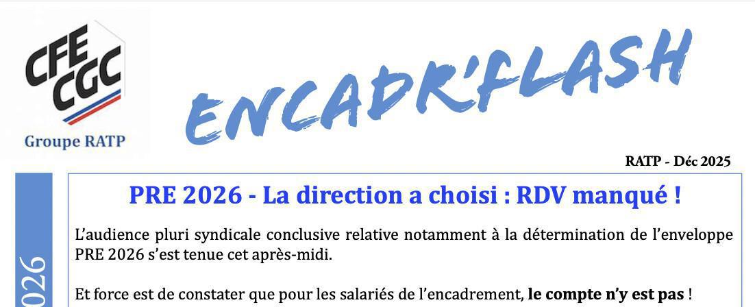 PRE 2026 - La Direction a choisi : RDV manqué !
