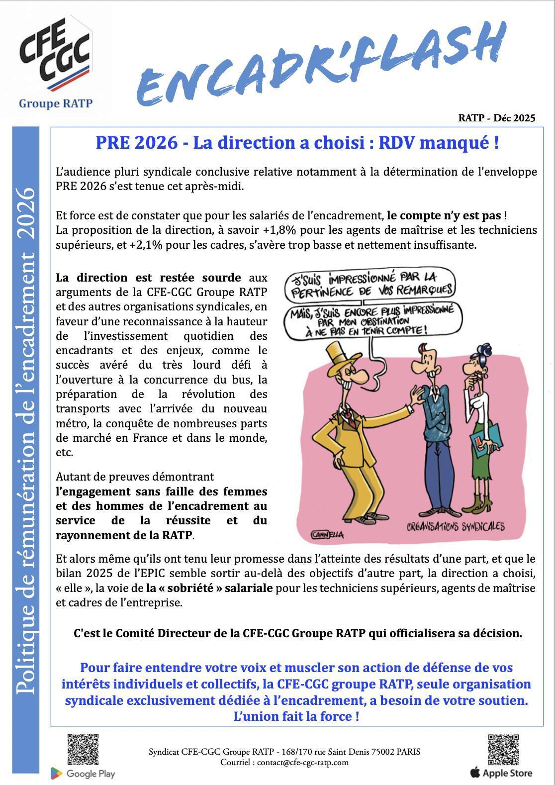 PRE 2026 - La Direction a choisi : RDV manqué !