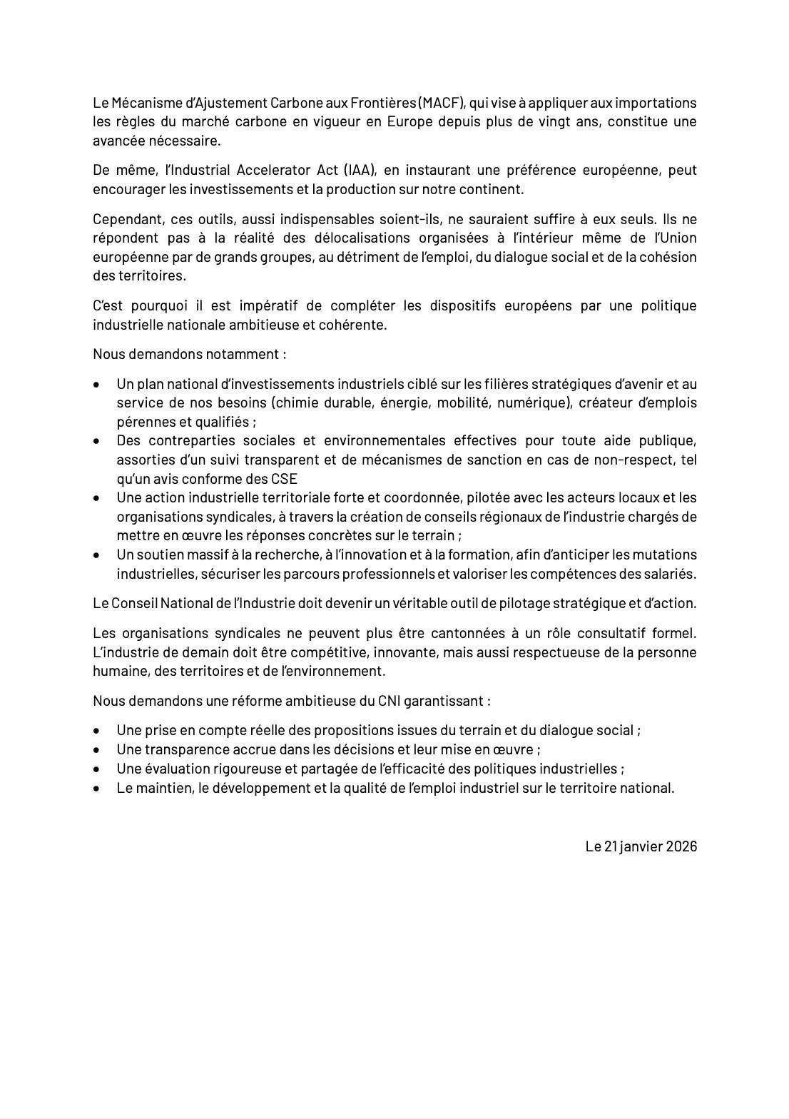 Pour une stratégie industrielle efficace 21 janvier 2026 !